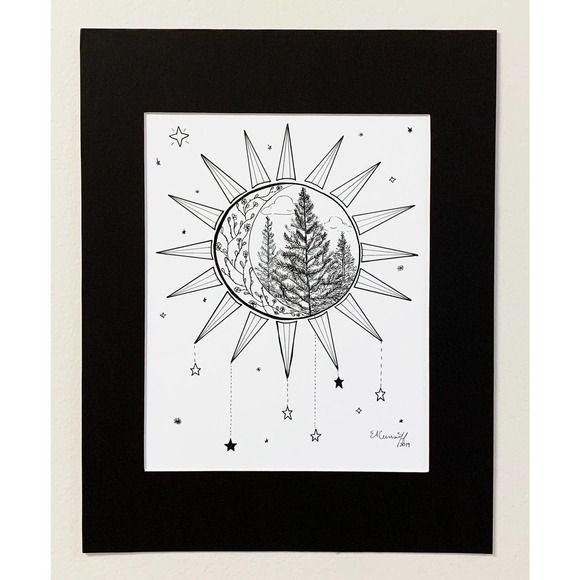 Sun and Moon Print | Moon and Stars Print | Sun and Moon Wall Art - Picture 3 of 3